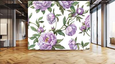 floral purple and pink flower pattern seamless wallpaper design illustration Wall mural