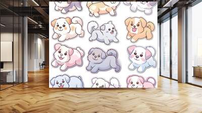 set of cute cartoon dogs stickers icon vector illustration Wall mural