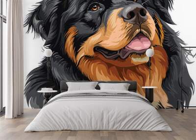 Tibetan Mastiff  dog adorable art vector illustration Wall mural