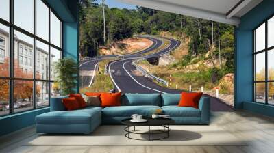 asphalt road in jungle Wall mural