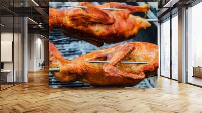 Chinese BBQ Roasted Duck Food background Wall mural