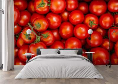 organic tomato closeup vegetable background Top view Wall mural