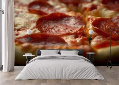 Deliciously Hot: A Freshly Baked Pepperoni Pizza Wall mural