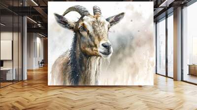 Goat in watercolour Wall mural