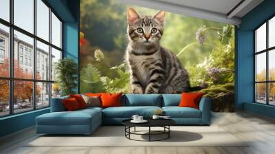 Tales of Whiskered Charm - Photorealistic American Shorthair Stories Wall mural