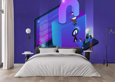 Isometric cyber security Wall mural