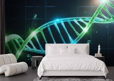 DNA molecule structure. Medical science research of chromosome DNA genetic biotechnology in human genome cell Wall mural