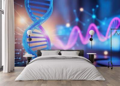 human genome cell. Science laboratory experiments analysis and genetic engineering study. Wall mural