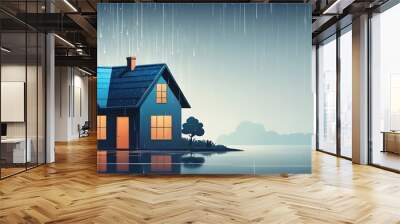 Luxury modern house model,Concept for real estate or property. Wall mural