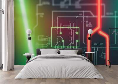 Network or connection. Abstract technology science background Wall mural