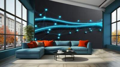 Smart Network and Connection Concept. Blue, Futuristic Digital Style. online network connection effect Wall mural