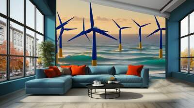 wind turbines in the sea Wall mural