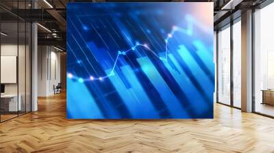 Photo blue growth graph business chart data diagram on success financial presentation background	 Wall mural