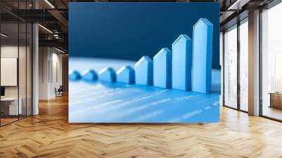 Photo blue growth graph business chart data diagram on success financial presentation background	 Wall mural