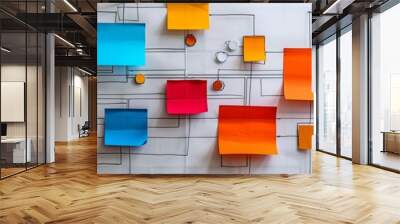 Detailed process mapping for workflow improvement, detailed process mapping, copy space Wall mural