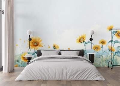 Field of sunflowers on an organic farm, organic farming, biodiversity in agriculture Wall mural