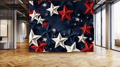 Red, white, and blue stars pattern background, perfect for patriotic themes and celebrations. Wall mural