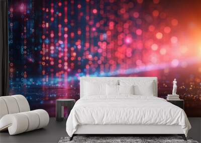 Abstract futuristic digital background with glowing data lines and technological elements. Wall mural