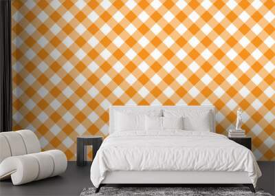 Orange Gingham pattern. Texture from rhombus/squares for - plaid, tablecloths, clothes, shirts, dresses, paper, bedding, blankets, quilts and other textile products. Vector illustration EPS 10 Wall mural