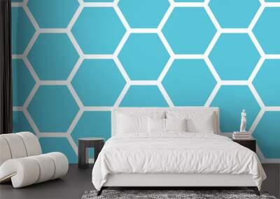 Seamless geometric pattern, texture or background vector in blue, white colors. Wall mural