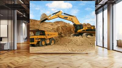 backhoe loader loading dumper Wall mural