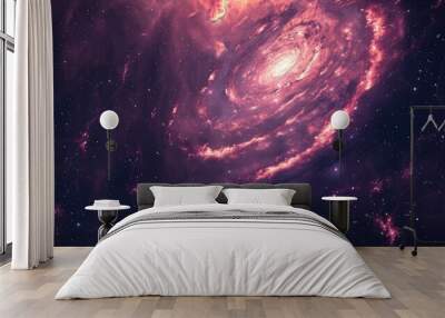 A spiral galaxy in space red and purple colors Wall mural