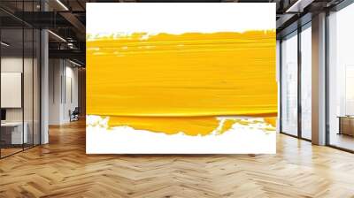 A yellow brush stroke in the shape of an isolated paint stroke on a white background Wall mural