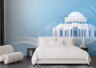 architectural art of modern house with wave shape line Wall mural