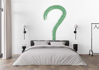 Hand drawn green grunge doodle question mark vector illustration design element Wall mural