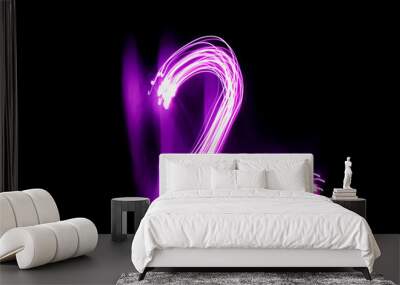 Neon number 2, light painting numbers. Wall mural