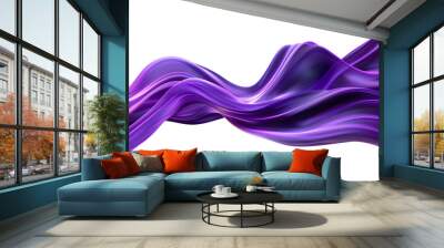 Purple wavy design element isolated on transparent background Wall mural