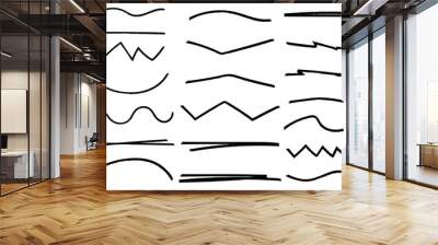 Set of hand drawn marker line vector illustration design element grunge strokes doodle lines underline scribble Wall mural