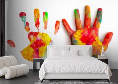 Bunter Abdruck einer Hand Wall mural