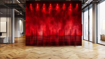 Modern dance stage red light background with spotlights illuminating show performance Wall mural