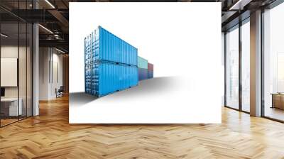 Containers box isolated on white background from cargo freight ship in dockyard with copy space, logistics import export business concept Wall mural