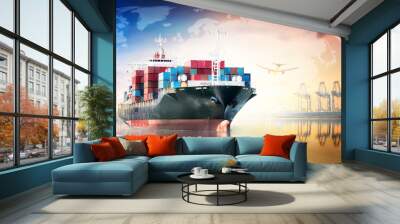 Global business logistics import export background and container cargo transport concept Wall mural