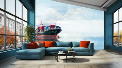 logistics and transportation of international container cargo ship in the ocean, freight transportat Wall mural