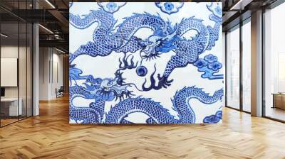 Dragon. A beautiful dragon pattern on a Chinese water jar. This is a common pattern and massively produced in Thailand and China. Wall mural