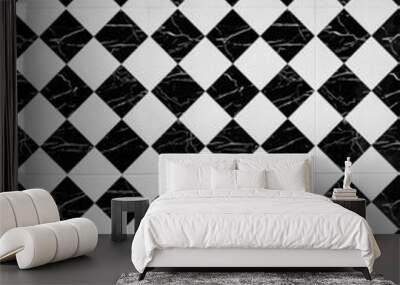 Tiles. Vintage black ans white tiles texture background floor. Wall mural