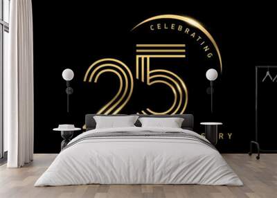 25 years anniversary celebration logotype. elegant modern number gold color Wall mural