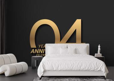 4 years anniversary celebration logotype with elegant modern number gold color for celebration Wall mural