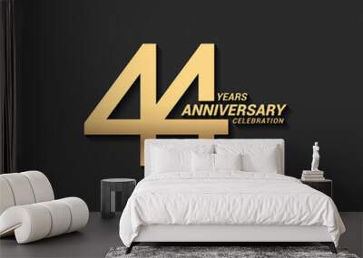 44 years anniversary celebration logotype with elegant modern number gold color for celebration Wall mural