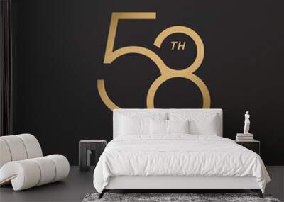 58th anniversary celebration logotype with elegant number shiny gold design Wall mural