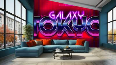 Retro shiny Y2K editable text effect galaxy tokyo Wall mural