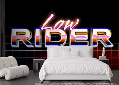 Retro text effect low rider futuristic editable 80s classic style with experimental background, ideal for poster, flyer, social media post with give them the rad 1980s touch Wall mural