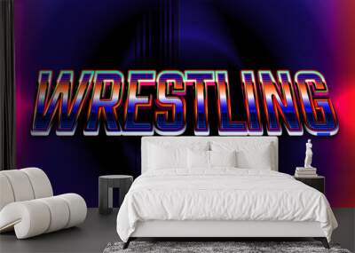 Wrestling editable text style effect in retro look design with experimental background ideal for poster, flyer, logo, social media post and banner template promotion Wall mural