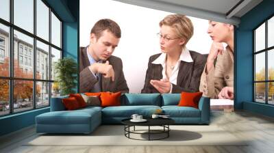 business meeting 2 - 2 woman, 1 man Wall mural