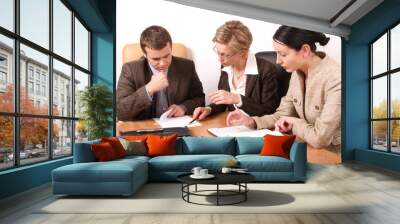 business meeting  - 2 woman, 1 man Wall mural