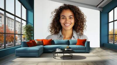 human face expression a potrait of an american mexican brazilian latina young woman with curly hair  Wall mural