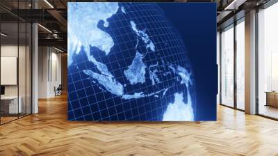 3D render indonesia globe map, blue line glowing Wall mural